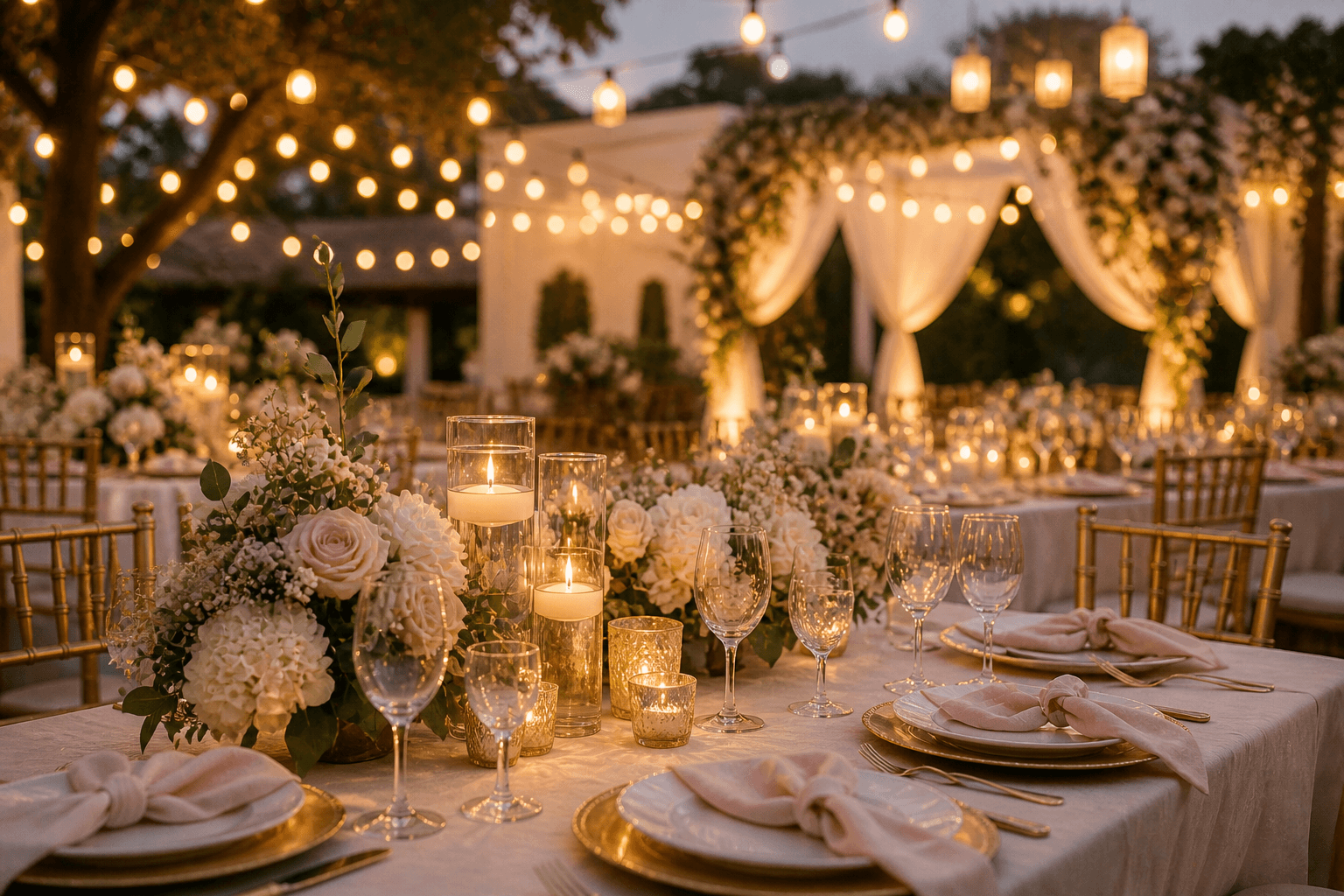 Wedding celebration with many guests